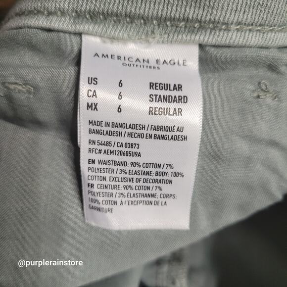 American Eagle Mom Jeans 6 Straight Sage Green Comfort Stretch Waistband NWT - Picture 6 of 13